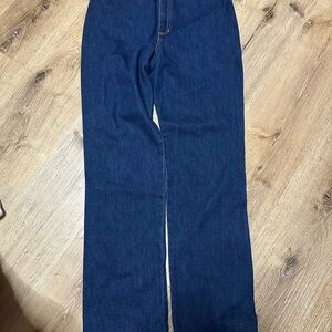 Womens JEANS U.R. FREE Size 5 DARK BLUE DENIM Hand Stitched Hem!